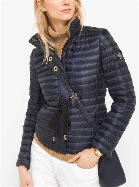 navy michael kors short nylon field jacket|Nylon.